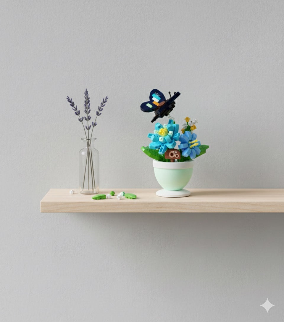 Set Costruzione Fiore in Vaso e Farfalla Mattoncini | 280 Pcs