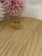 Anello Nexus a Fascia Larga in Acciaio Oro – Design Multi-filo Intrecciato Regolabile Gold