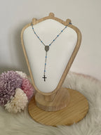 Collana Rosario Via Lucis in Acciaio Inossidabile con Perline e Croce