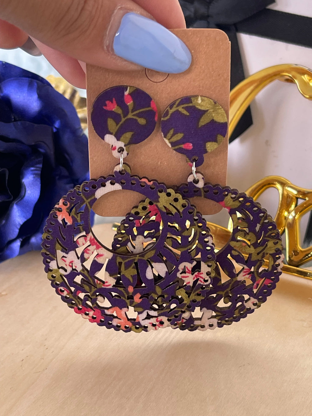 Orecchini Amany Lobo Pendenti In Legno Stile Etnico Bohémien