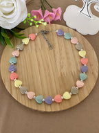 Collana Amélie in Cuori Pastello Glossy e Acciaio Inossidabile - Handemade