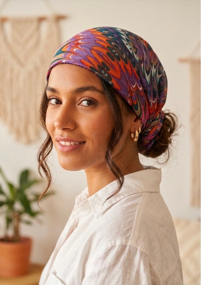 Fascia per Capelli Donna Boho-Chic Multicolore - Turbante Elastico con Stampa Artistica