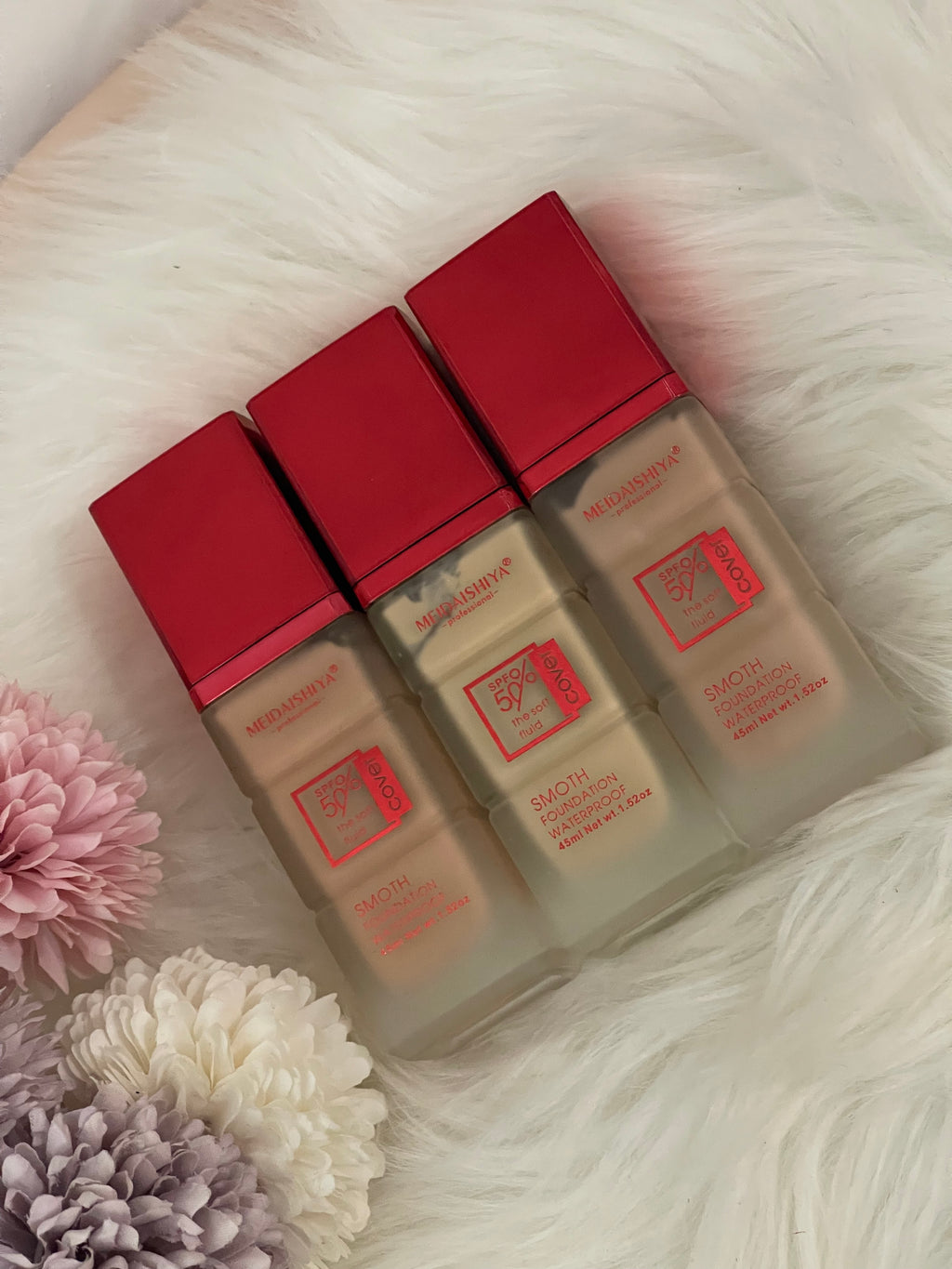 Fondotinta MEIDAISHIYA Sleek Super Cover SPF 50 – Idratante, Waterproof e Lunga Durata (45ml)