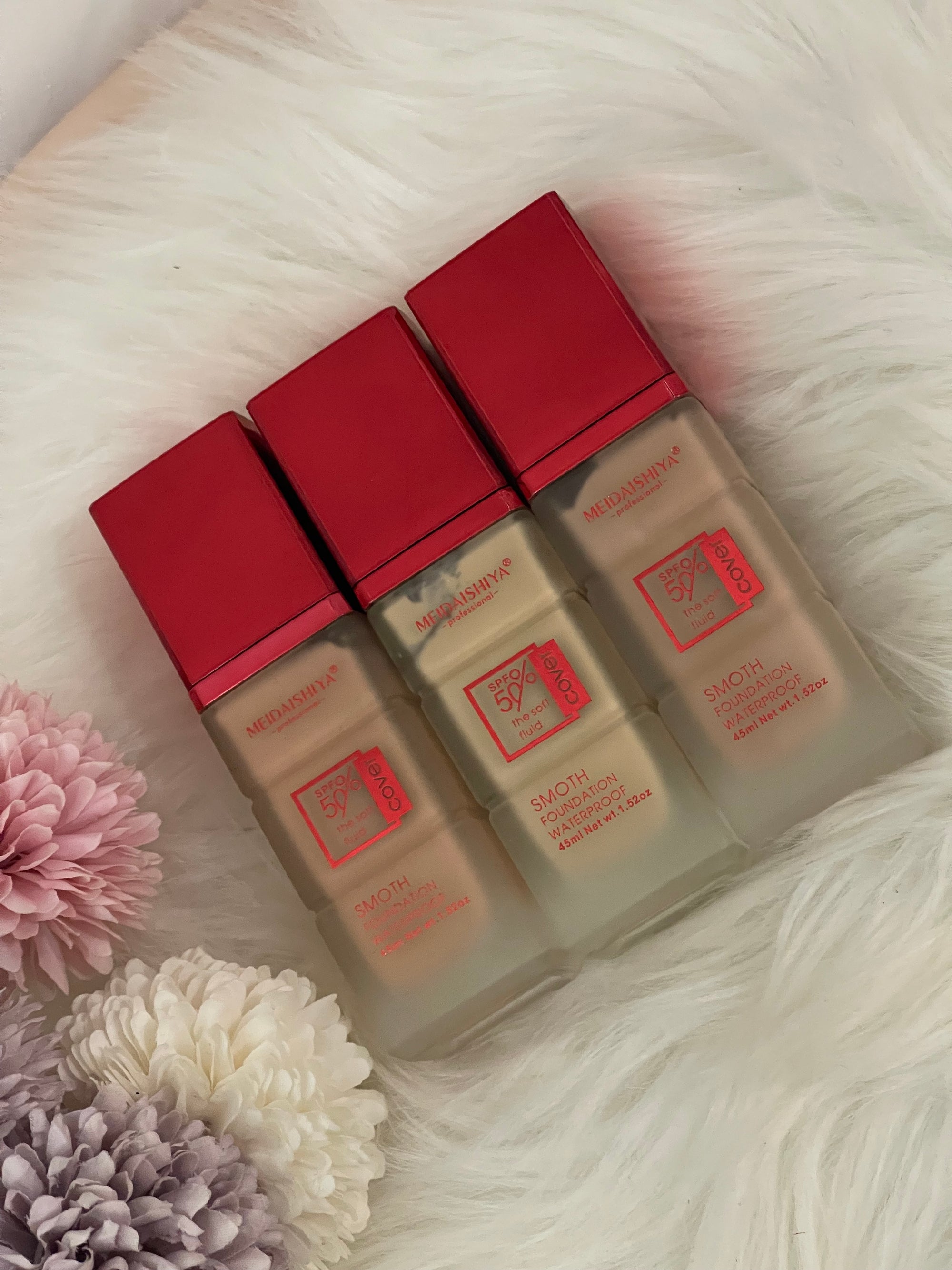 Fondotinta MEIDAISHIYA Sleek Super Cover SPF 50 – Idratante, Waterproof e Lunga Durata (45ml)