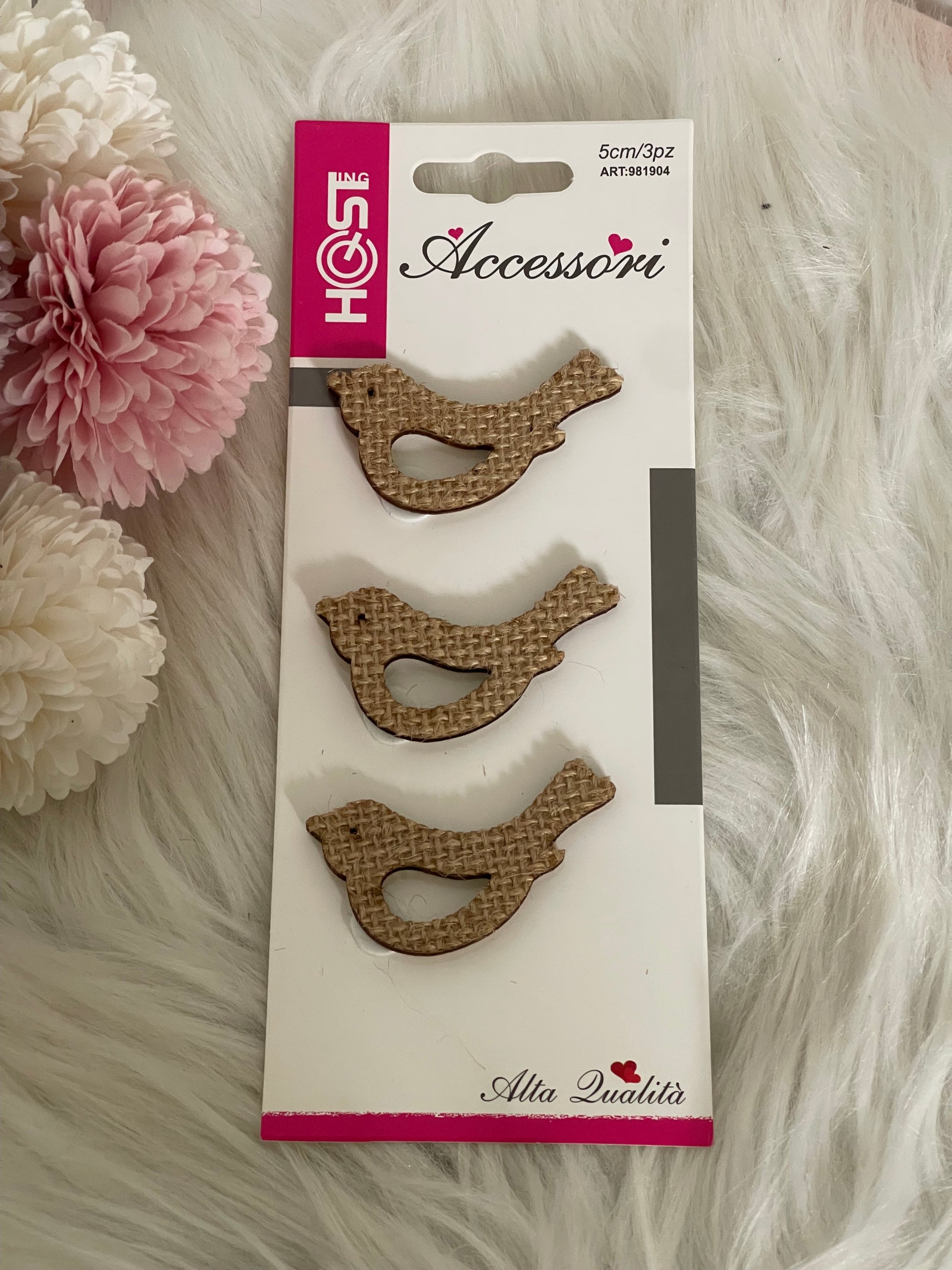 Set 3 Uccellini Decorativi in Juta Shabby Chic - 5cm | Applicazioni Artigianali per Fai da Te e Bomboniere