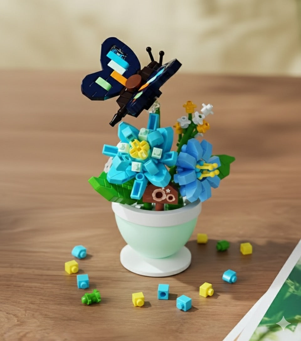 Set Costruzione Fiore in Vaso e Farfalla Mattoncini | 280 Pcs
