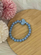 Bracciale Summer Crush Elastico Celere con Perle Lucide e Ciondolo a Cuore Azzurro