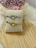 Bracciale Corazón Radiante in Acciaio Inossidabile – Maglia Snake Piatta Oro e Argento