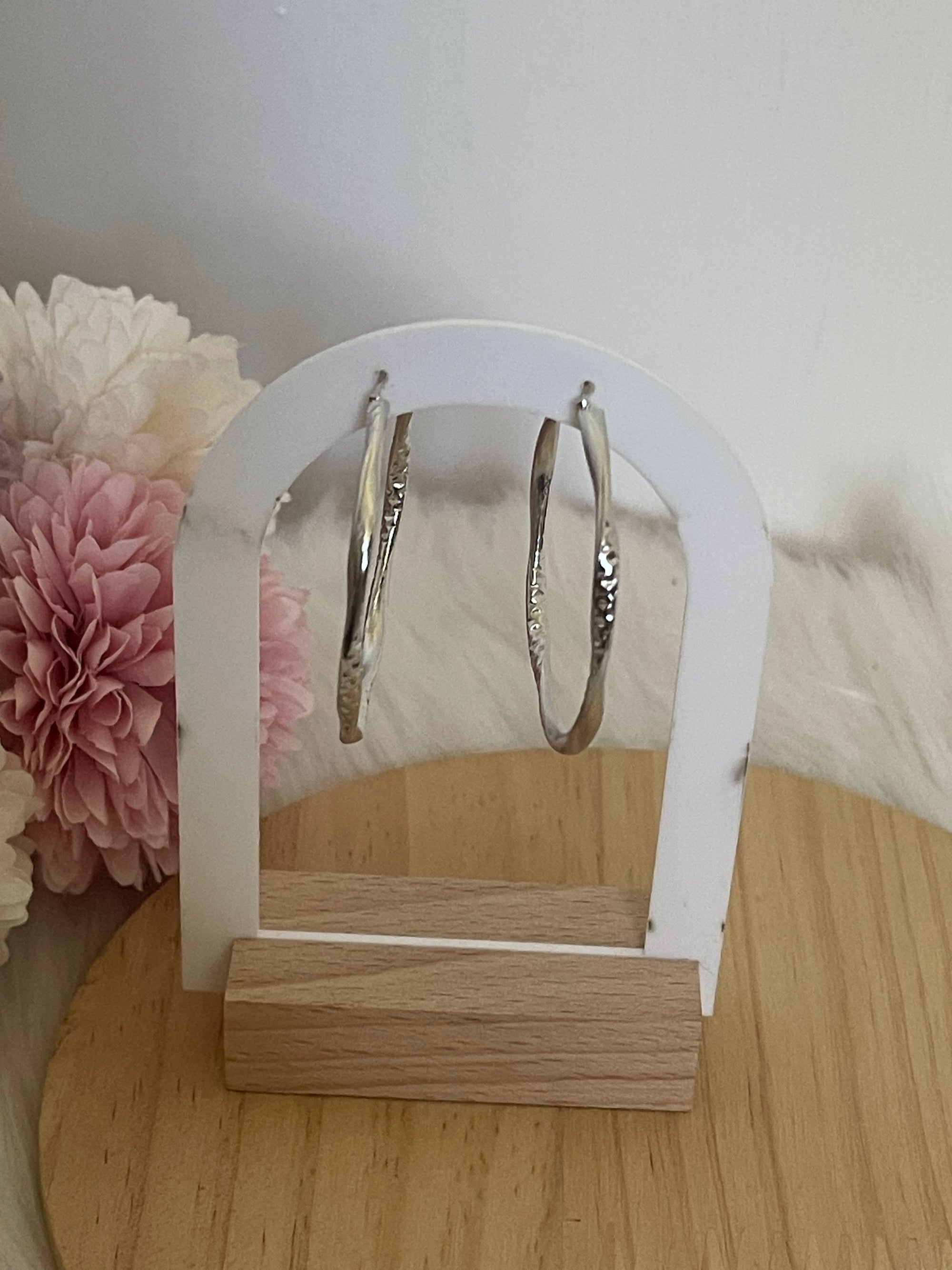 Orecchini Aria Hoops a Cerchio Martellati in Acciaio Inossidabile - Cerchi Intrecciati Oro e Argento Impermeabili