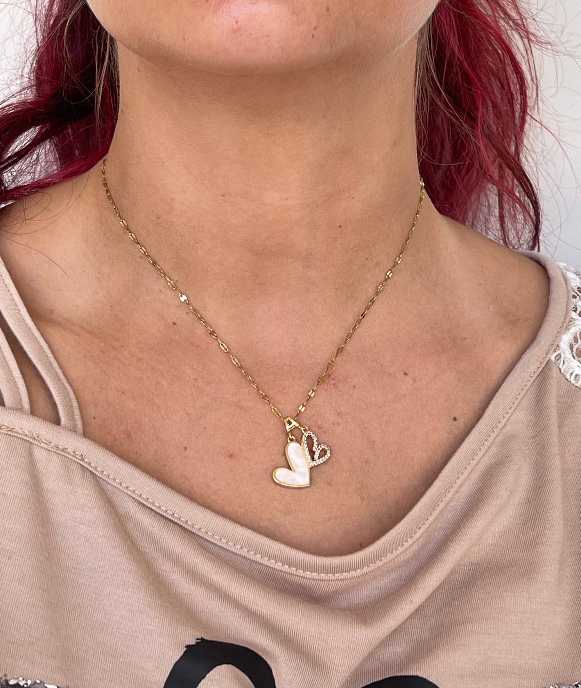 Collana Dafne Cuori Elegante in Acciaio Inossidabile Dorato Regolabile - Regalo Perfetto