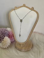 Collana Rosario Via Lucis in Acciaio Inossidabile con Perline e Croce
