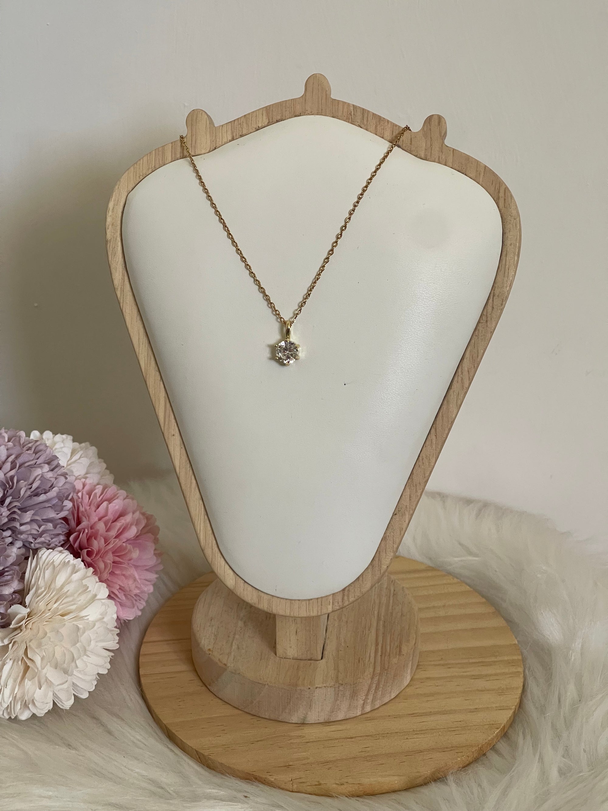 Collana Réussite Punto Luce in Acciaio Inossidabile Oro con Zircone – Idrorepellente e Anallergica