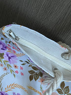 Borsa Mare Grande e Capiente con Cerniera e Pochette | Fantasia Floreale Viola