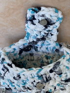 Borsa Onda Bianca Artigianale Unica in Fettuccia – Realizzata a Mano con Tracolla in Catena