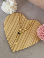 Collana Noire con pendenti a cuore in acciaio inossidabile