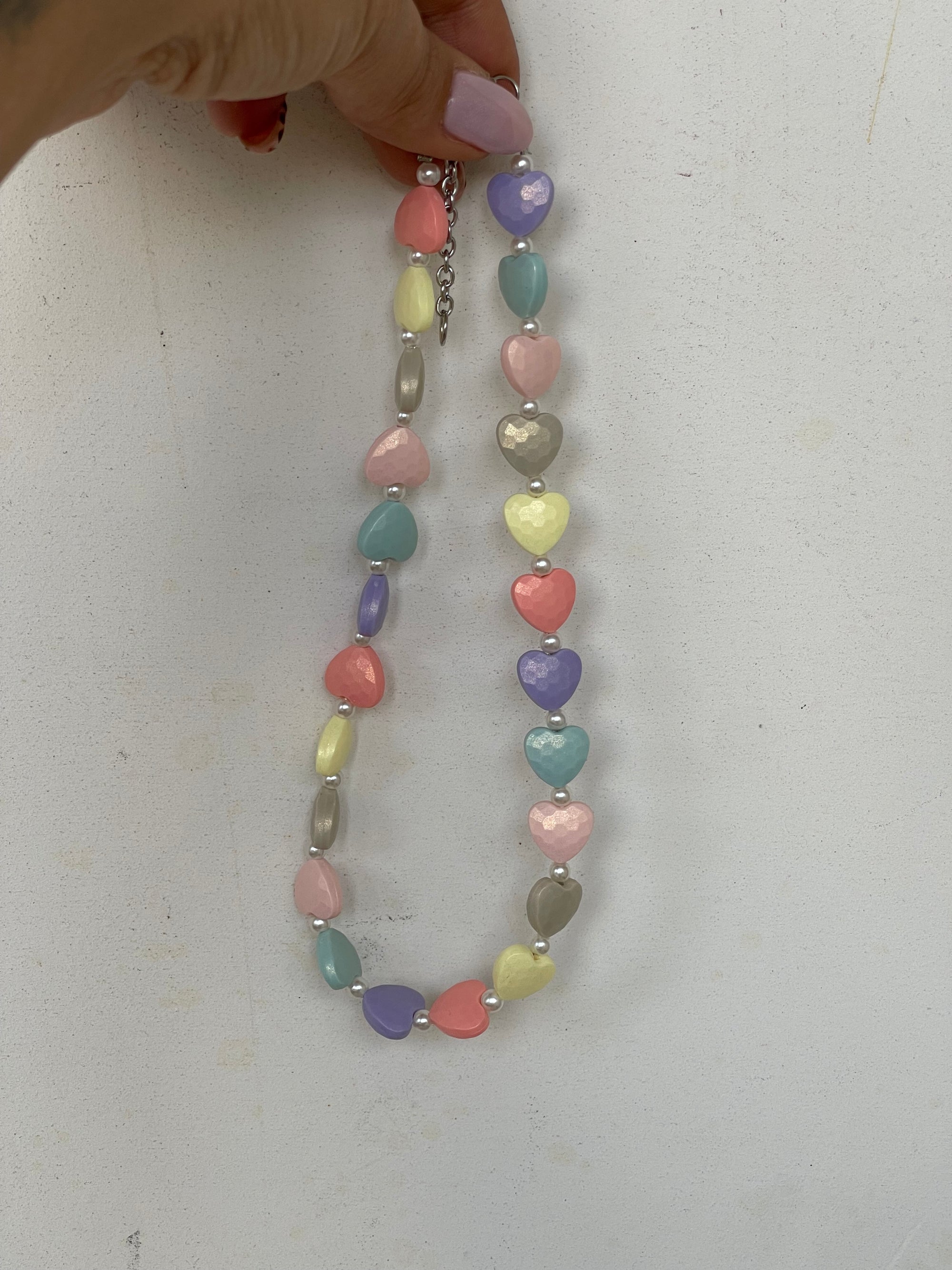 Collana Amélie in Cuori Pastello Glossy e Acciaio Inossidabile - Handemade