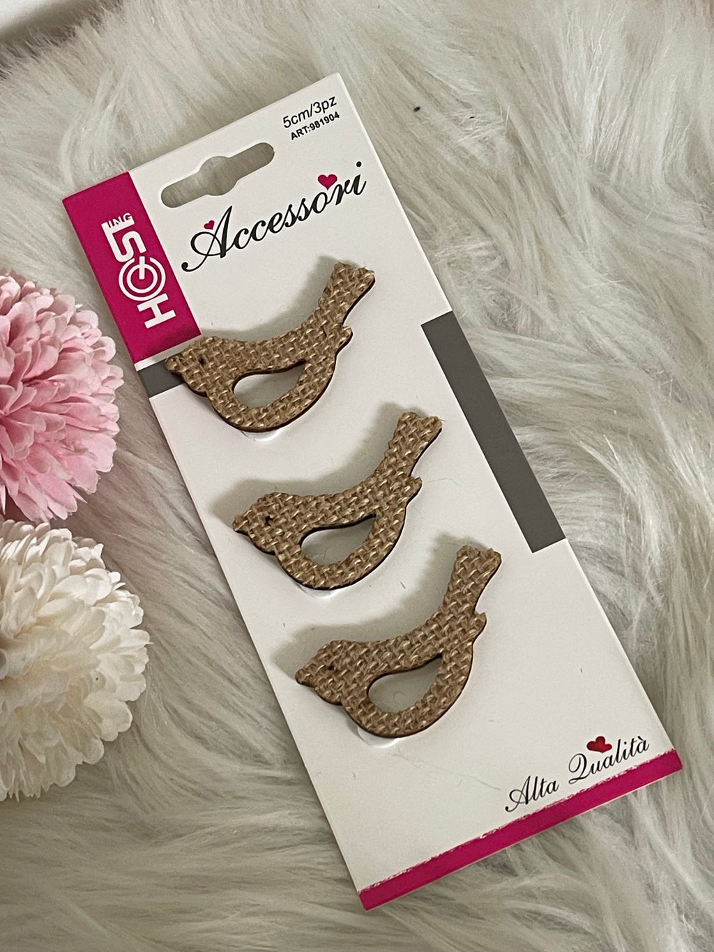 Set 3 Uccellini Decorativi in Juta Shabby Chic - 5cm | Applicazioni Artigianali per Fai da Te e Bomboniere