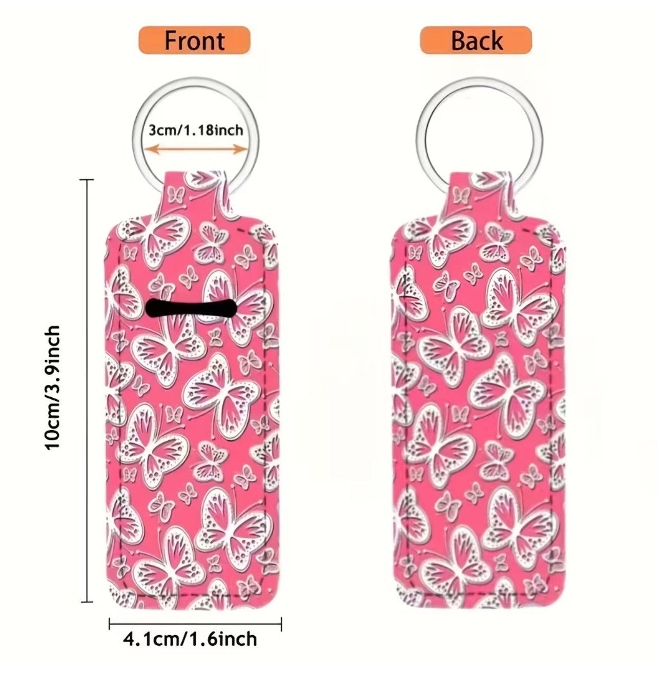 Portachiavi Porta Burrocacao e Rossetto – Custodia Protettiva in Neoprene con Fantasia Farfalle