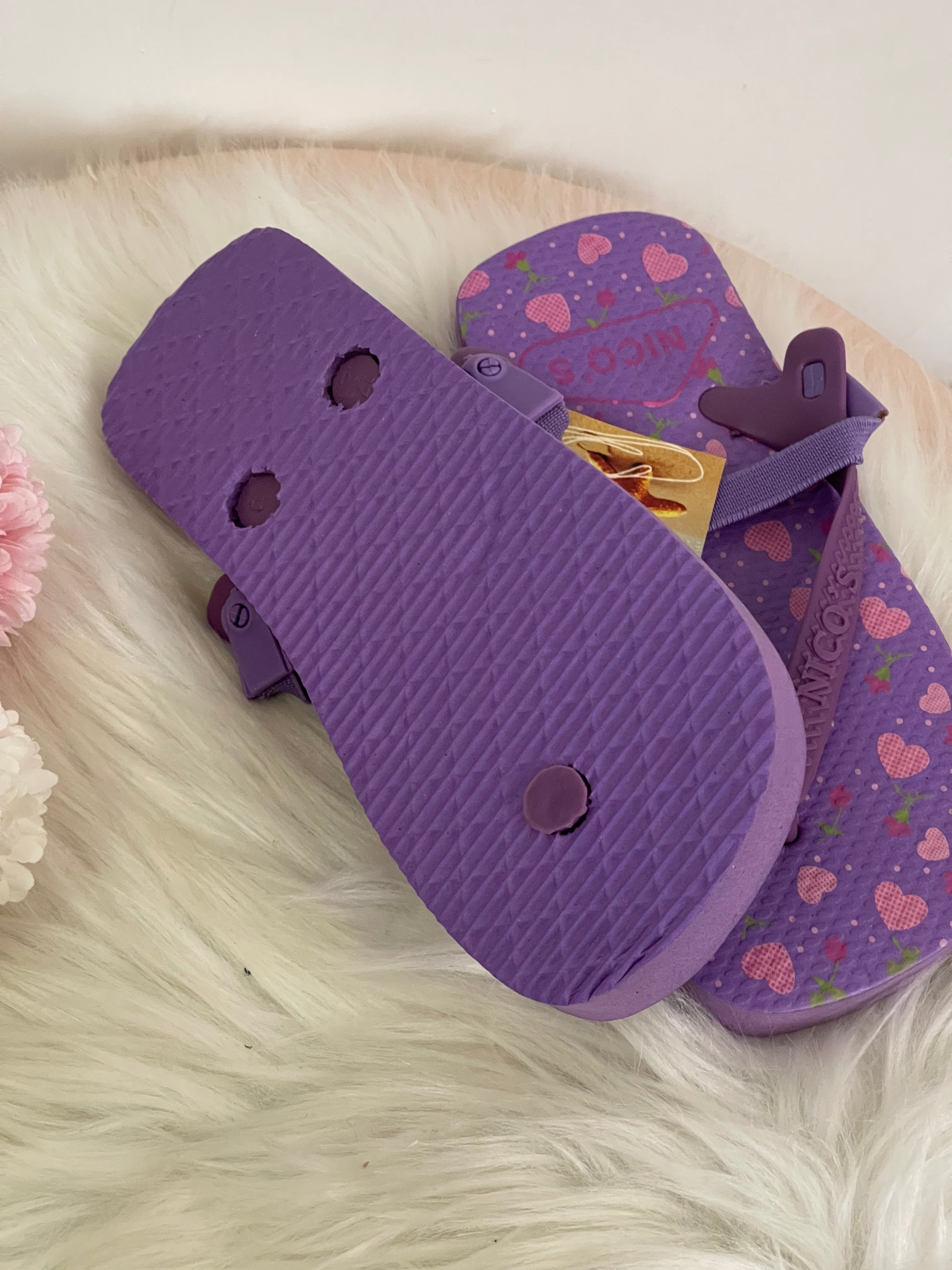 Infradito Bambina con Laccio Elastico Nico's - Ciabattine Mare Viola con Cuoricini
