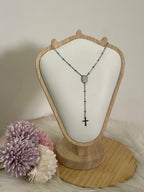 Collana Rosario Via Lucis in Acciaio Inossidabile con Perline e Croce