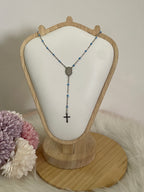 Collana Rosario Via Lucis in Acciaio Inossidabile con Perline e Croce