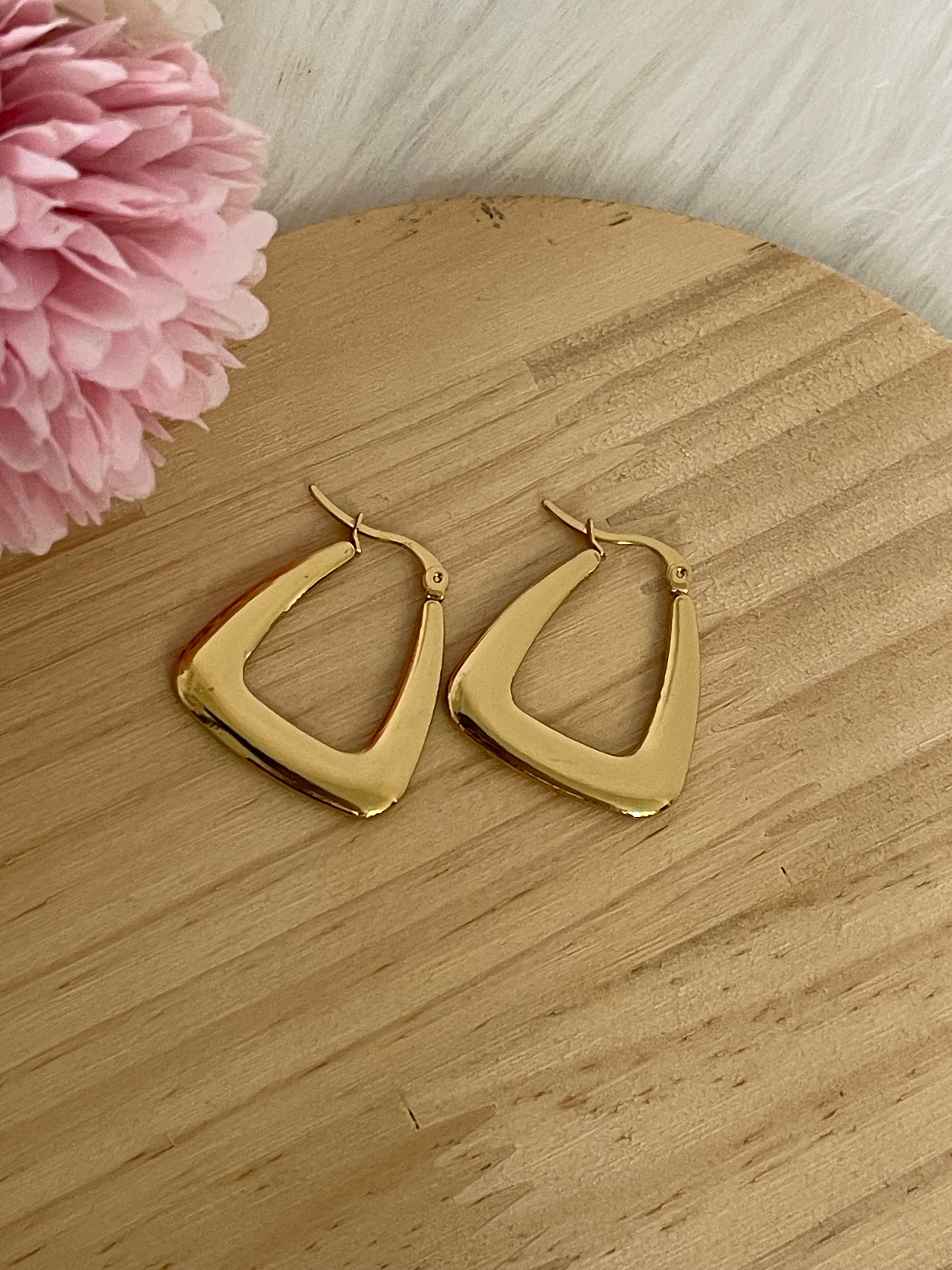 Orecchini Kyoto – Cerchi Geometrici a Triangolo in Acciaio Inox Minimalisti