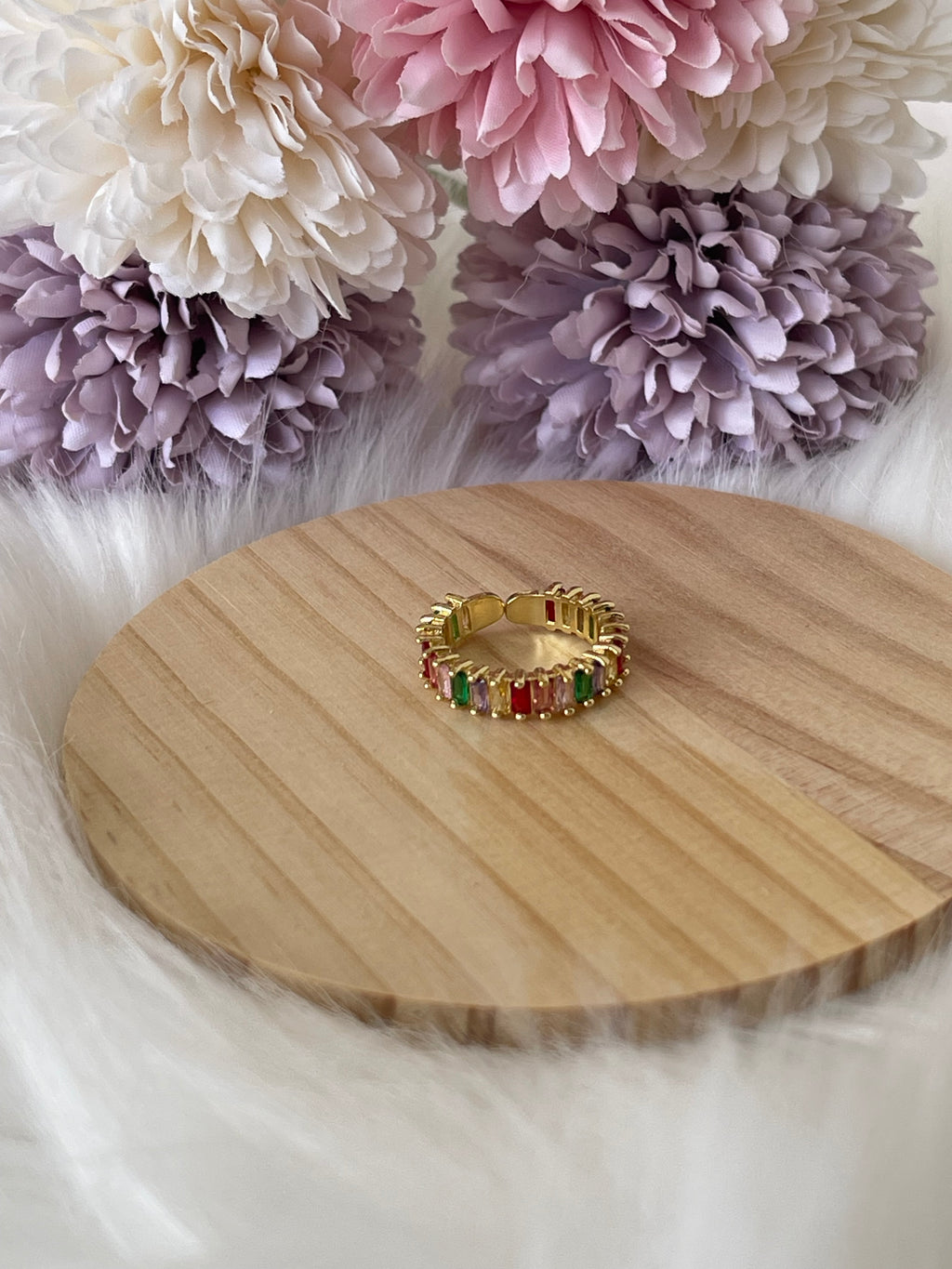 Anello Belle Époque Regolabie in Acciaio con Zirconi Colorati – Eleganza per Ogni Occasione