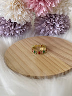 Anello Belle Époque Regolabie in Acciaio con Zirconi Colorati – Eleganza per Ogni Occasione