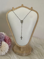 Collana Rosario Via Lucis in Acciaio Inossidabile con Perline e Croce