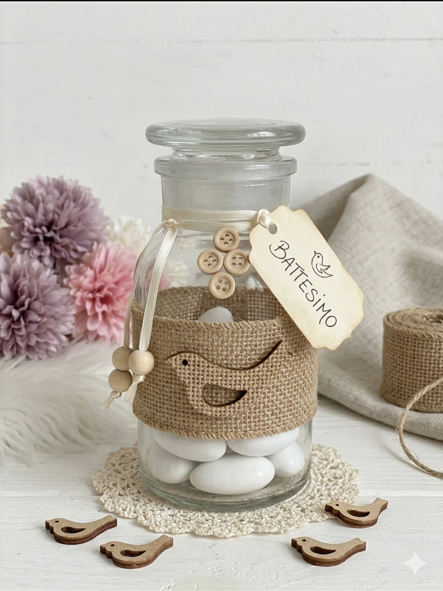 Set 3 Uccellini Decorativi in Juta Shabby Chic - 5cm | Applicazioni Artigianali per Fai da Te e Bomboniere