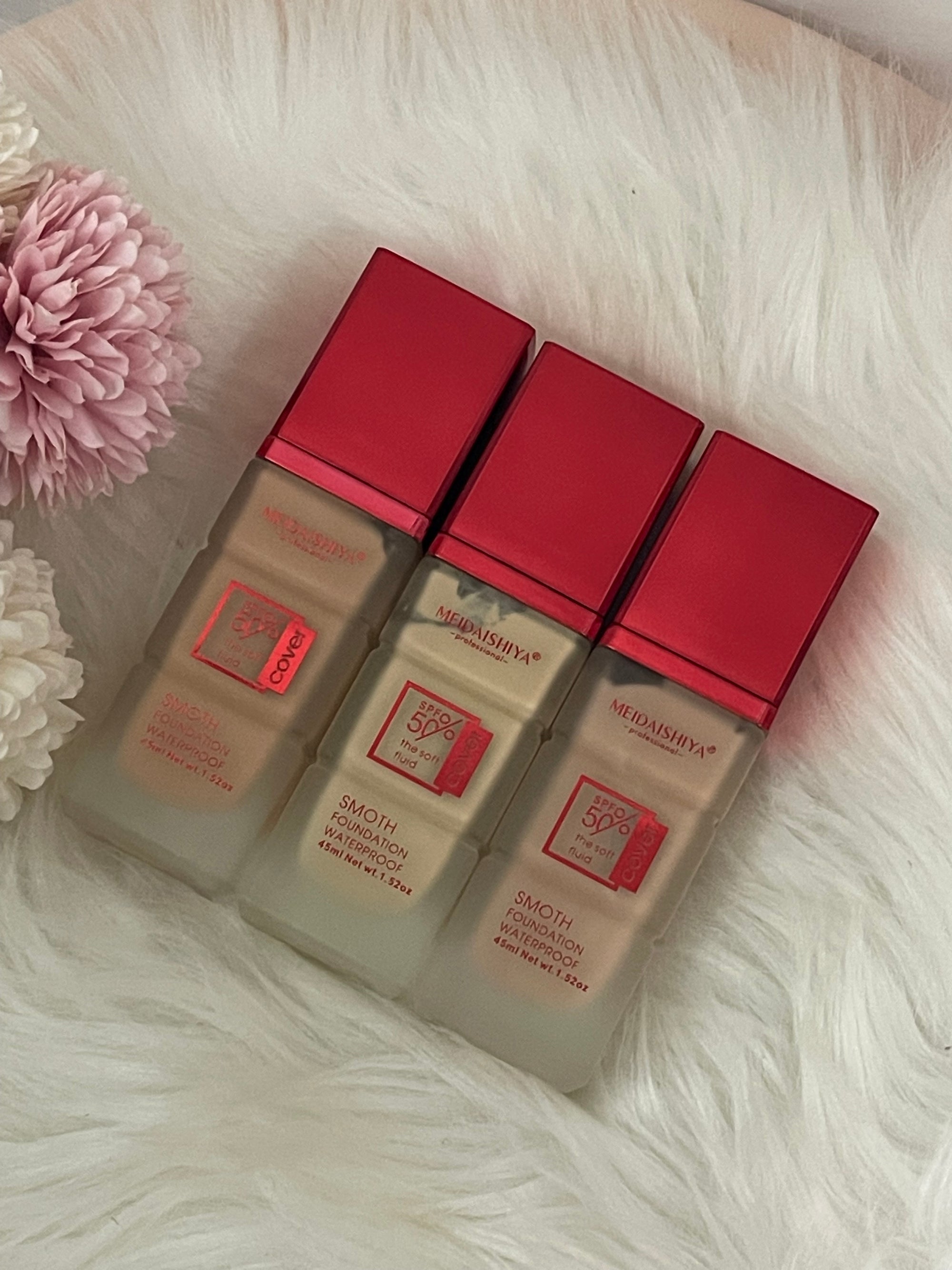 Fondotinta MEIDAISHIYA Sleek Super Cover SPF 50 – Idratante, Waterproof e Lunga Durata (45ml)