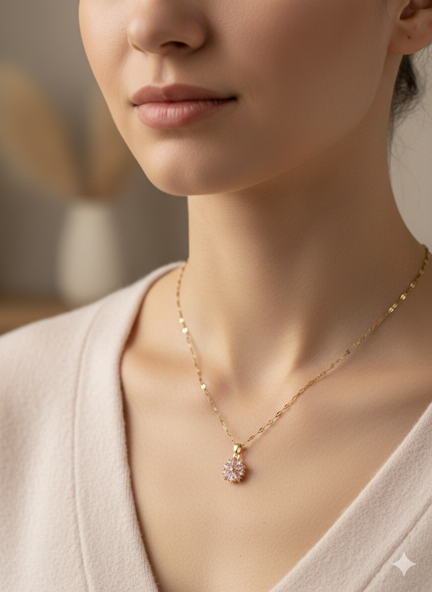 Collana Ninfea Donna in Acciaio Inossidabile Oro con Pendente Floreale – Gioiello Raffinato Anallergico