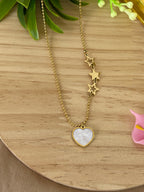 Collana Battito in Acciaio Inossidabile con Ciondolo Cuore e Stelle