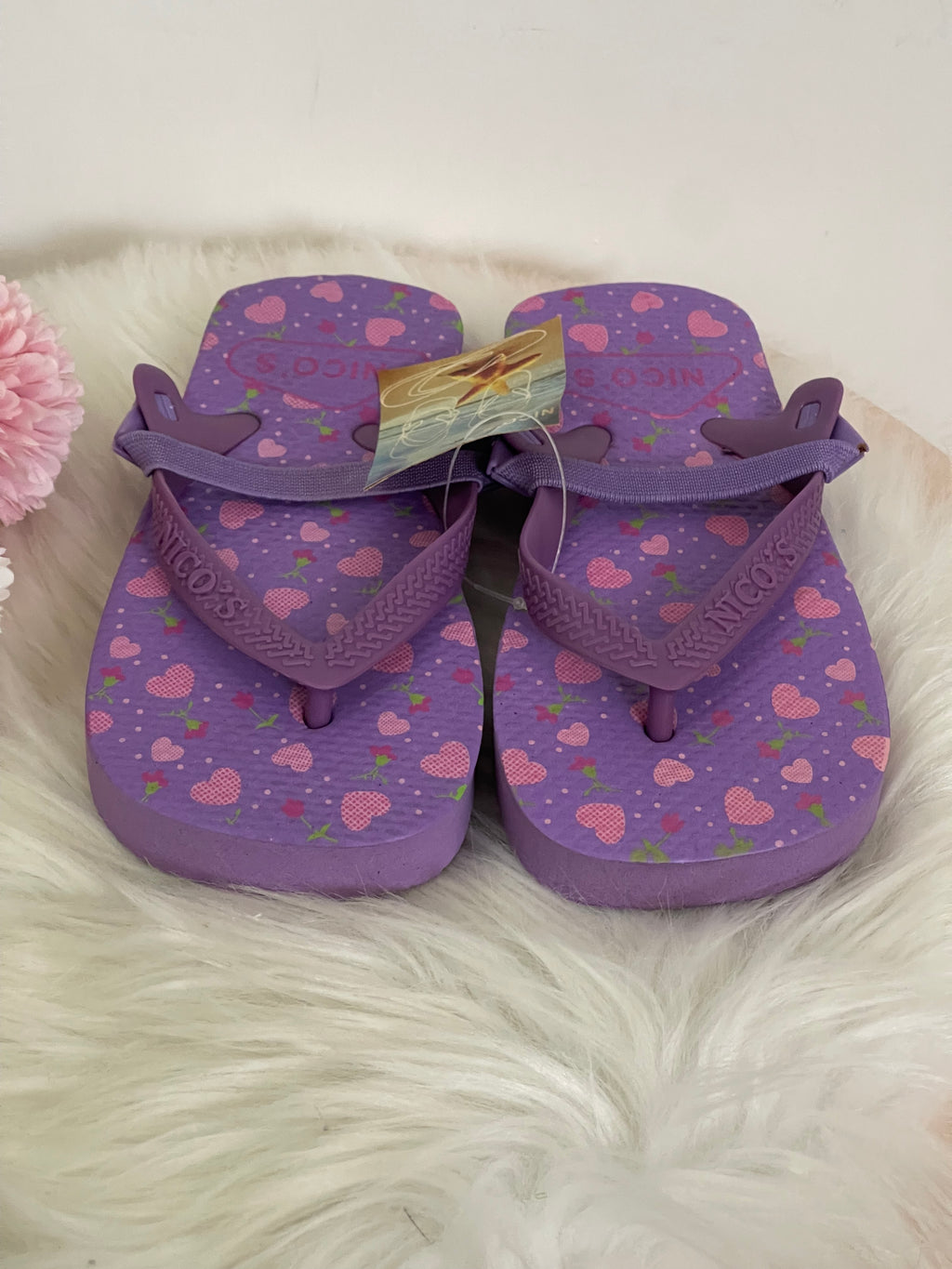 Infradito Bambina con Laccio Elastico Nico's - Ciabattine Mare Viola con Cuoricini