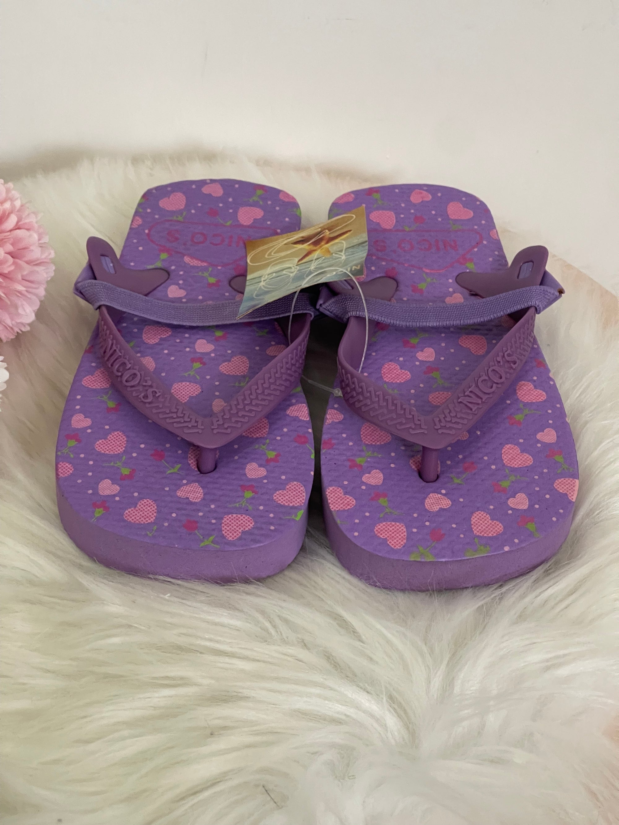 Infradito Bambina con Laccio Elastico Nico's - Ciabattine Mare Viola con Cuoricini