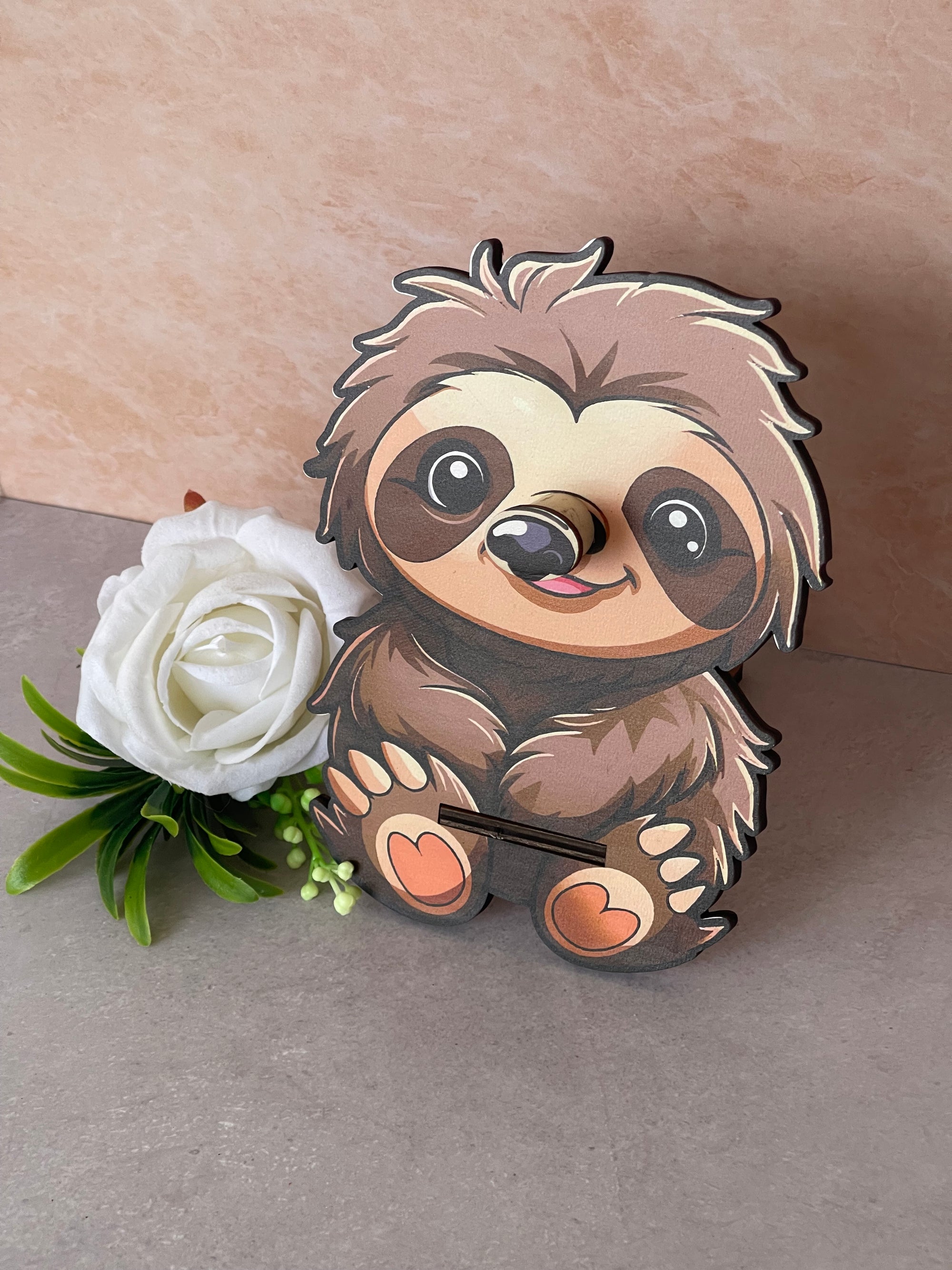 Porta Occhiali da Scrivania in Legno a Forma di Bradipo | Supporto Originale per Occhiali da Vista e Sole