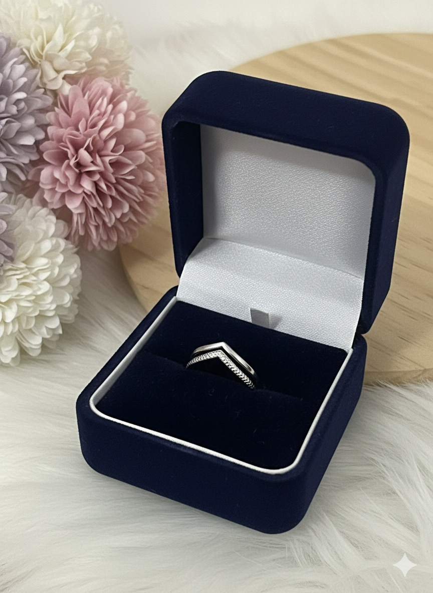 Anello Chevron Doppio in Acciaio Inossidabile Argento – Anello a V Regolabile Minimalista