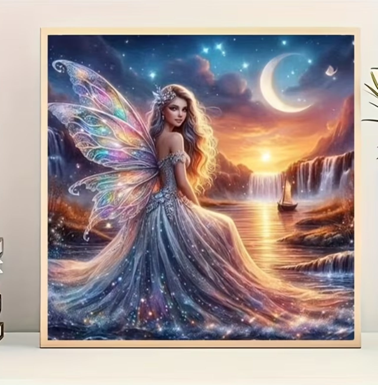 Kit Diamond Painting 5D Completo - Fata del Crepuscolo Magico (20x20 cm) - Mosaico Fai-da-Te con Diamanti Luminosi