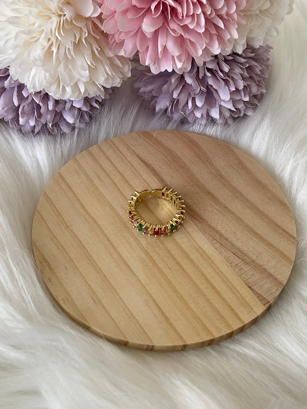 Anello Belle Époque Regolabie in Acciaio con Zirconi Colorati – Eleganza per Ogni Occasione