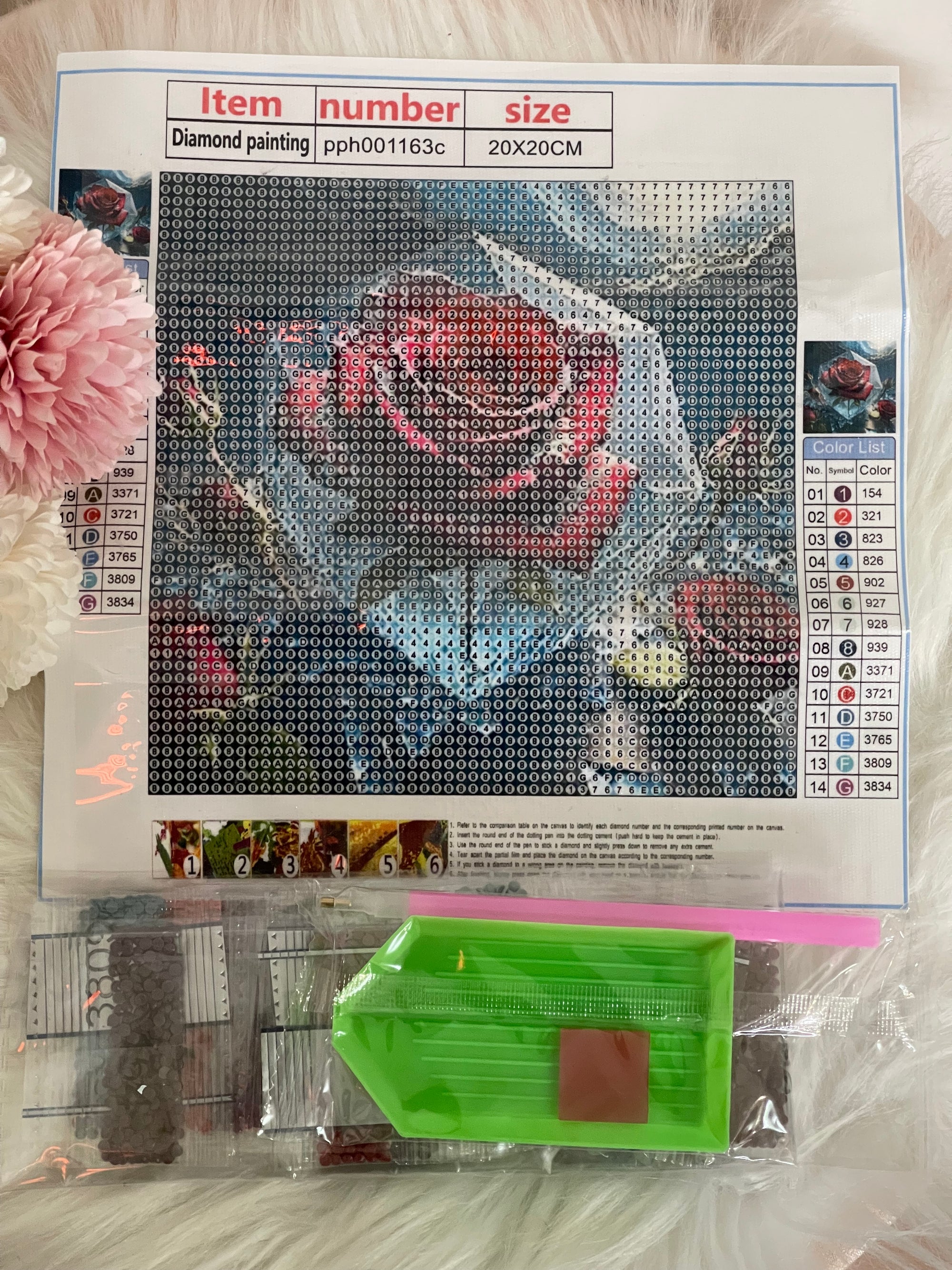 Kit Diamond Painting 5D Fai-da-Te - Rosa Rossa nel Cristallo (20x20 cm) - Mosaico con Diamanti Completo
