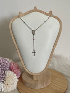 Collana Rosario Via Lucis in Acciaio Inossidabile con Perline e Croce