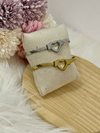 Bracciale Corazón Radiante in Acciaio Inossidabile – Maglia Snake Piatta Oro e Argento