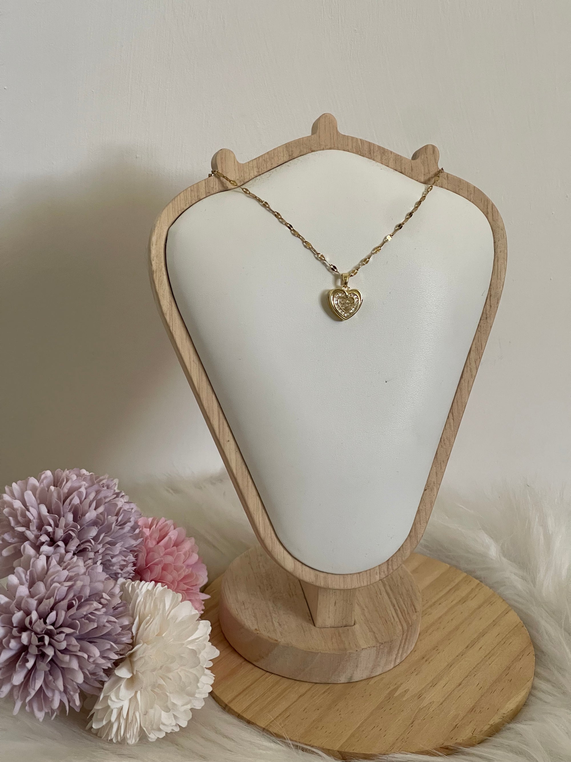 Collana Cuore Pulsante in Acciaio Inossidabile Oro con Strass - Girocollo Donna Anallergico