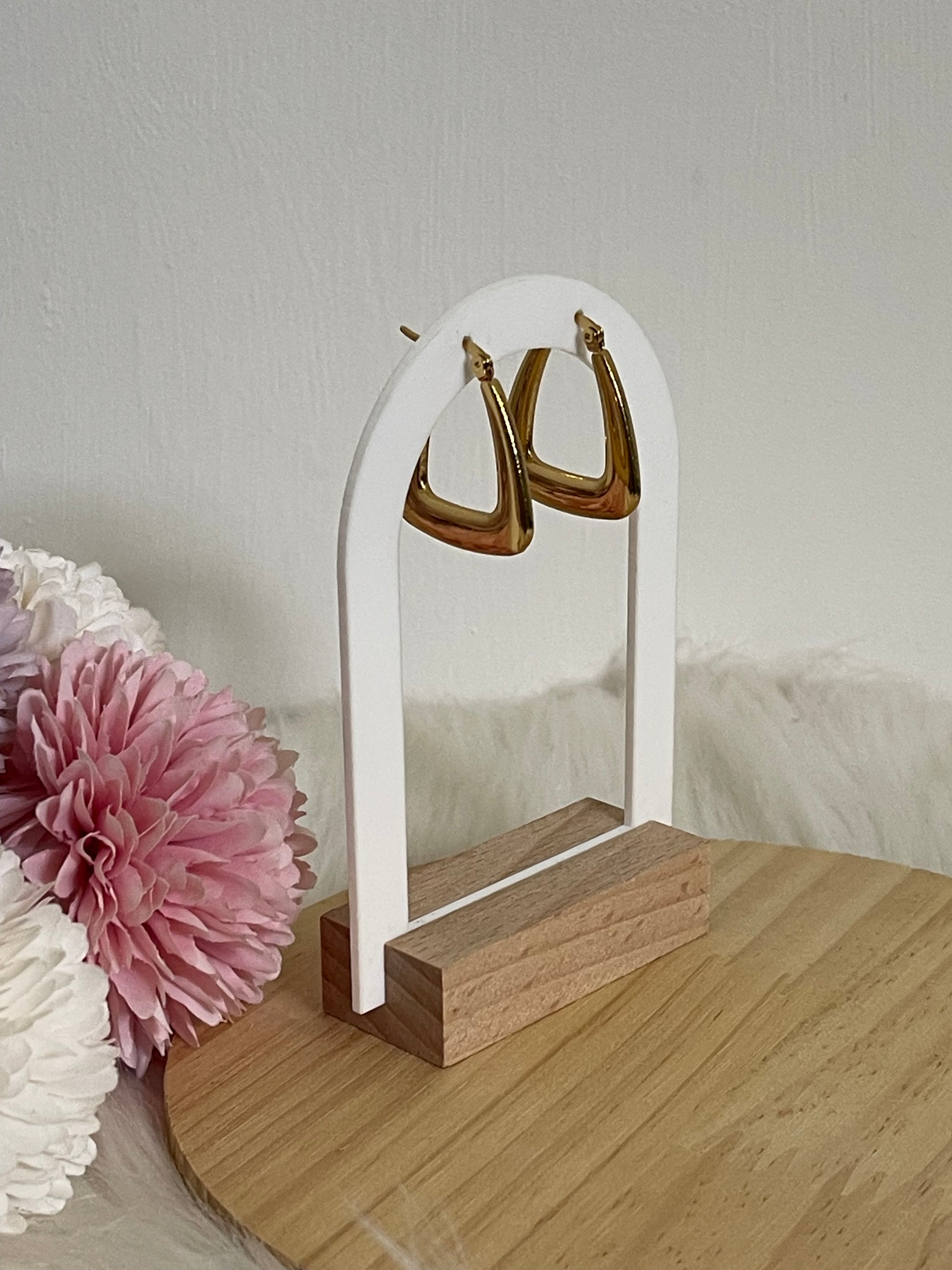 Orecchini Kyoto – Cerchi Geometrici a Triangolo in Acciaio Inox Minimalisti