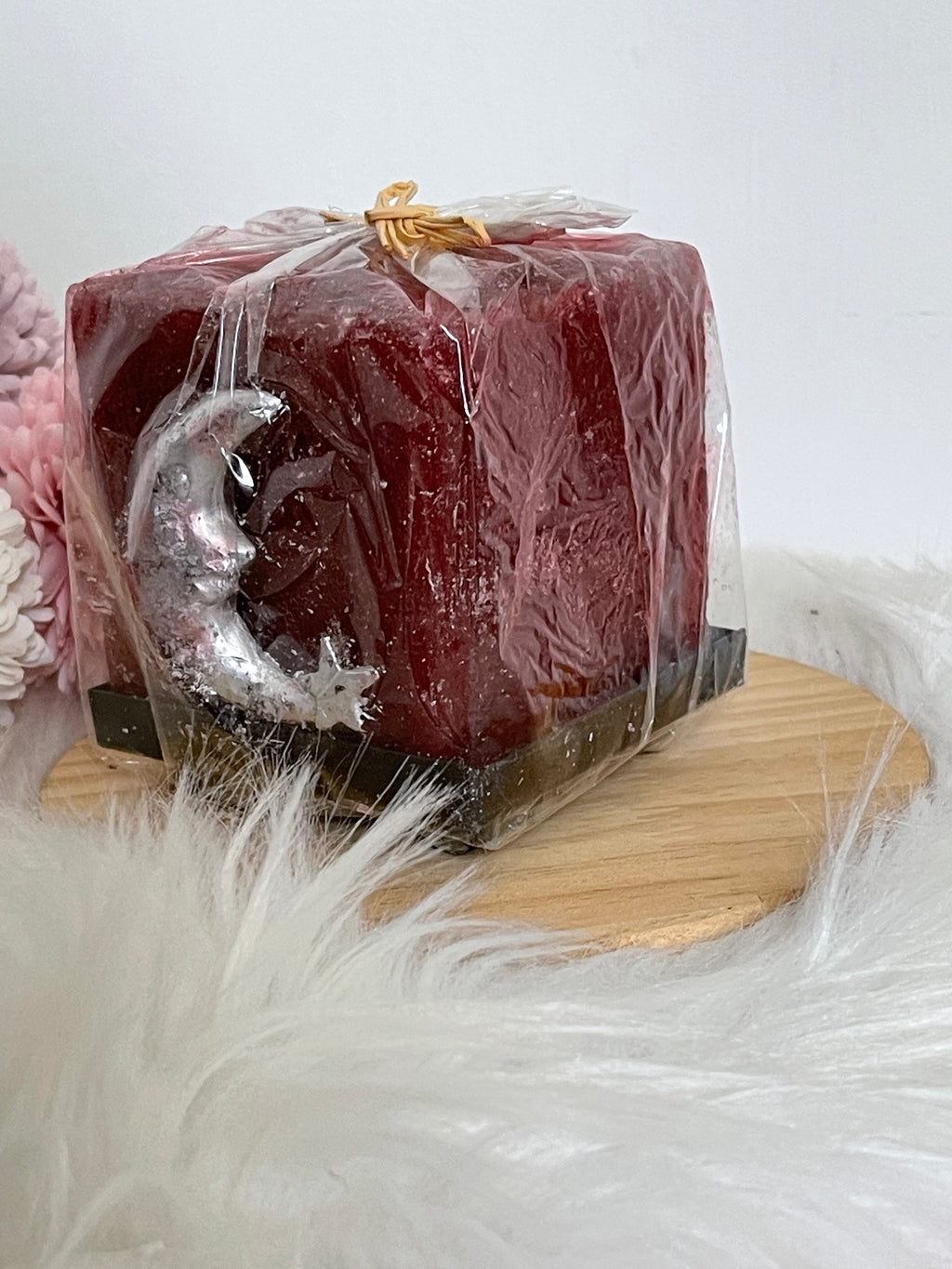 Candela Artigianale Sole e Luna - Candela Quadrata Bordeaux Profumata