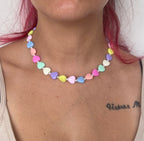 Collana Amélie Cuori Pastello e Acciaio Inossidabile - Handemade