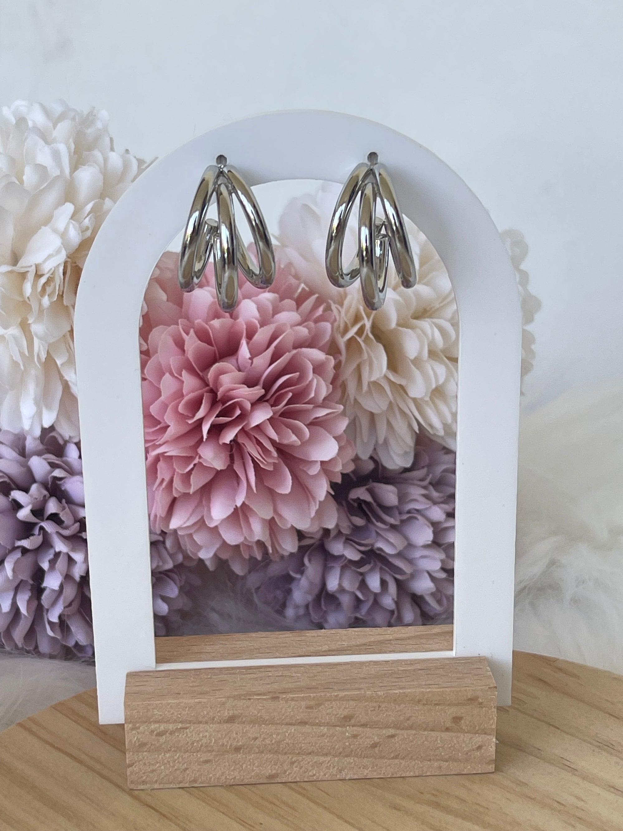 Orecchini Triana a Cerchio Triplo in Acciaio Inossidabile - Design Minimal a 3 Fasce - Oro e Argento