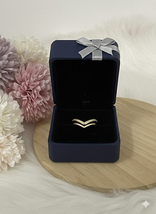 Anello Chevron Doppio in Acciaio Inossidabile Oro – Anello a V Regolabile Minimalista