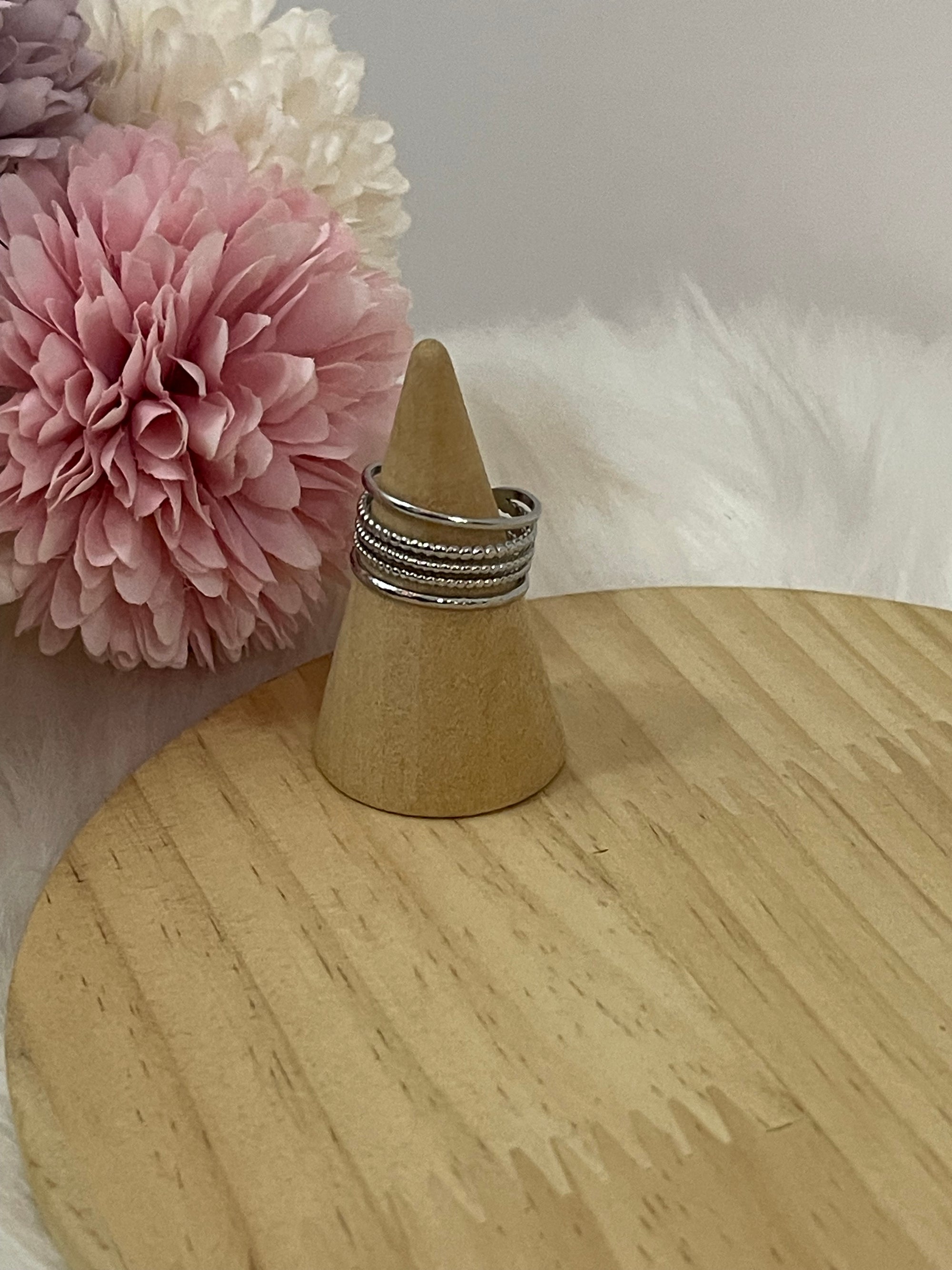 Anello Sinfonia Multi-Fascia "Silver Harmony" in Acciaio Inossidabile – Design 5 Livelli Regolabile