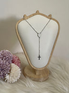 Collana Rosario Via Lucis in Acciaio Inossidabile con Perline e Croce
